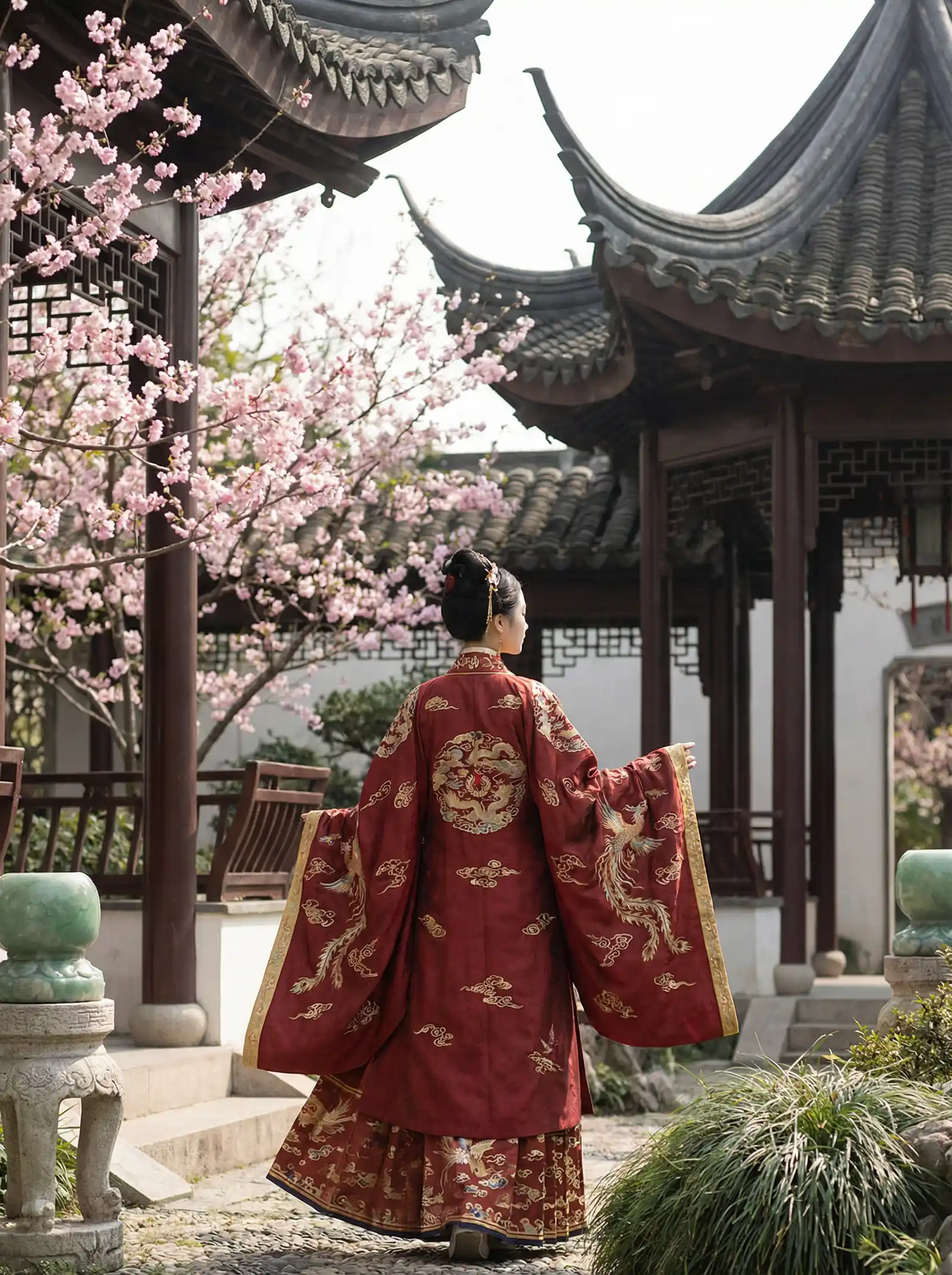 cfcdkey兑换火麒麟 明制汉服红色凤凰刺绣